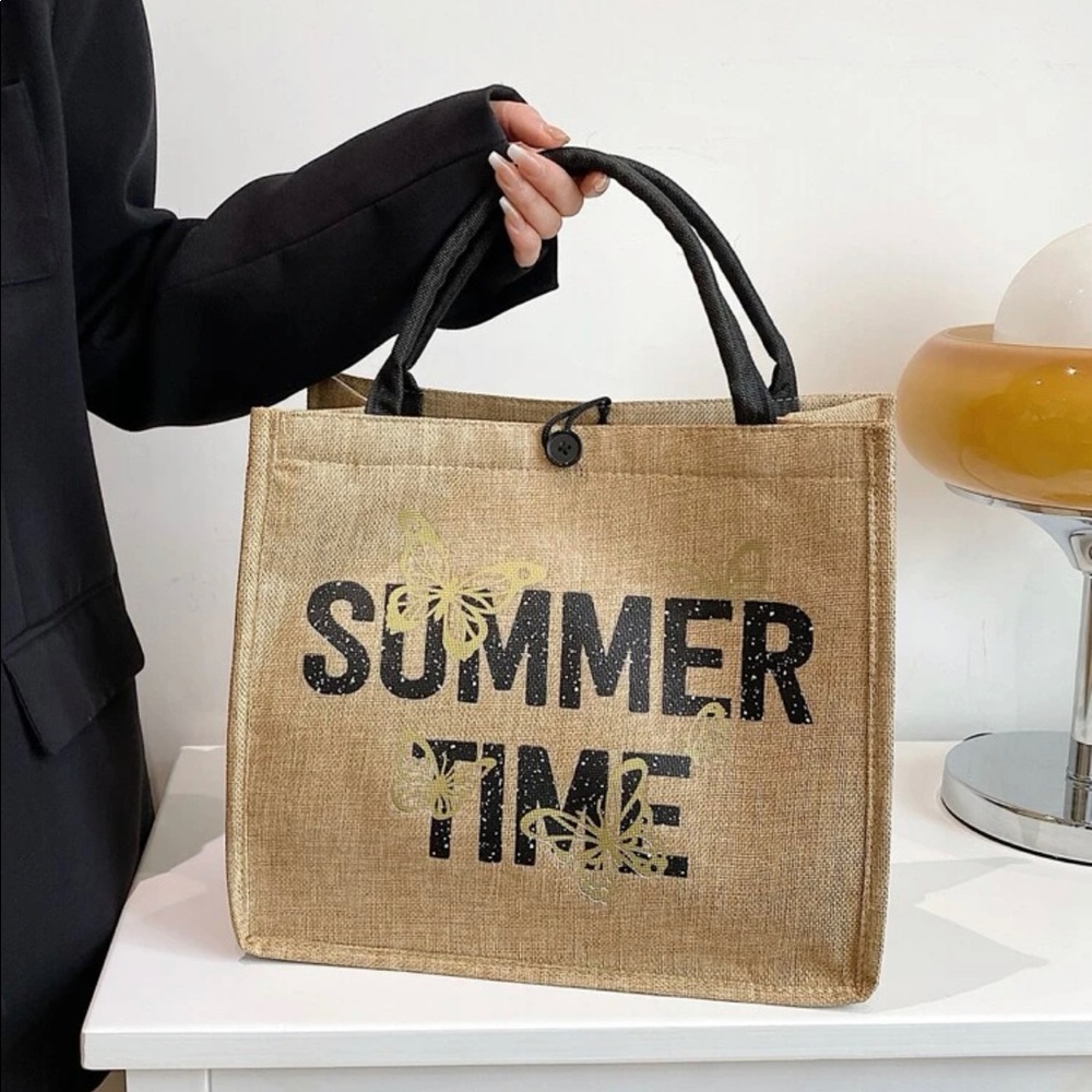 100% Linen Summer Time Tote Bag